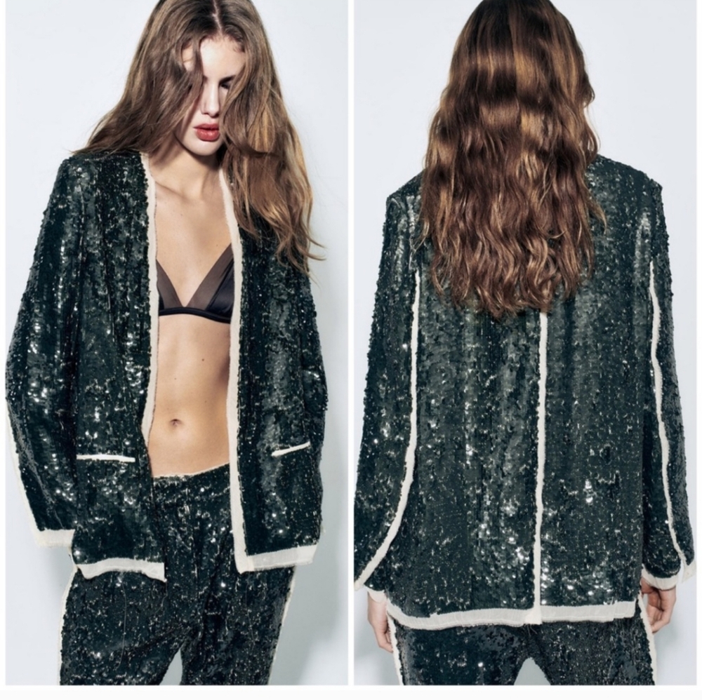 NWOT ZARA SEQUIN BLAZER-SIZE SMALL